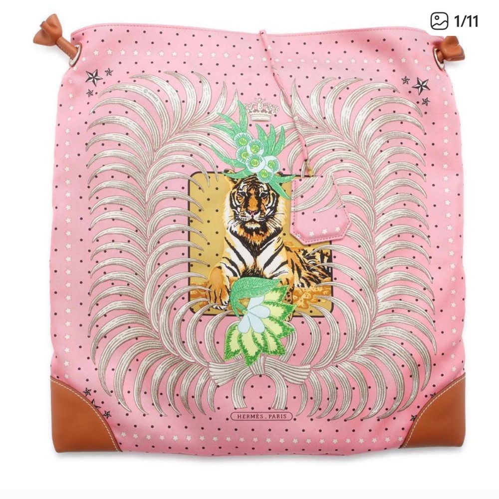 NWT Hermes Silky City Kings Tiger Fururi Silk Swift Bag Rose Confetti Pink
